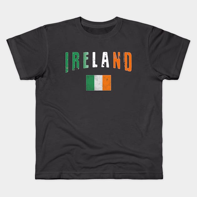 Retro Flag of Ireland Irish St Patrick's Day Kids T-Shirt by Gtrx20